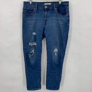 Levi’s Boyfriend Distressed Jeans High Rise Blue Medium Wash Casual Size 30